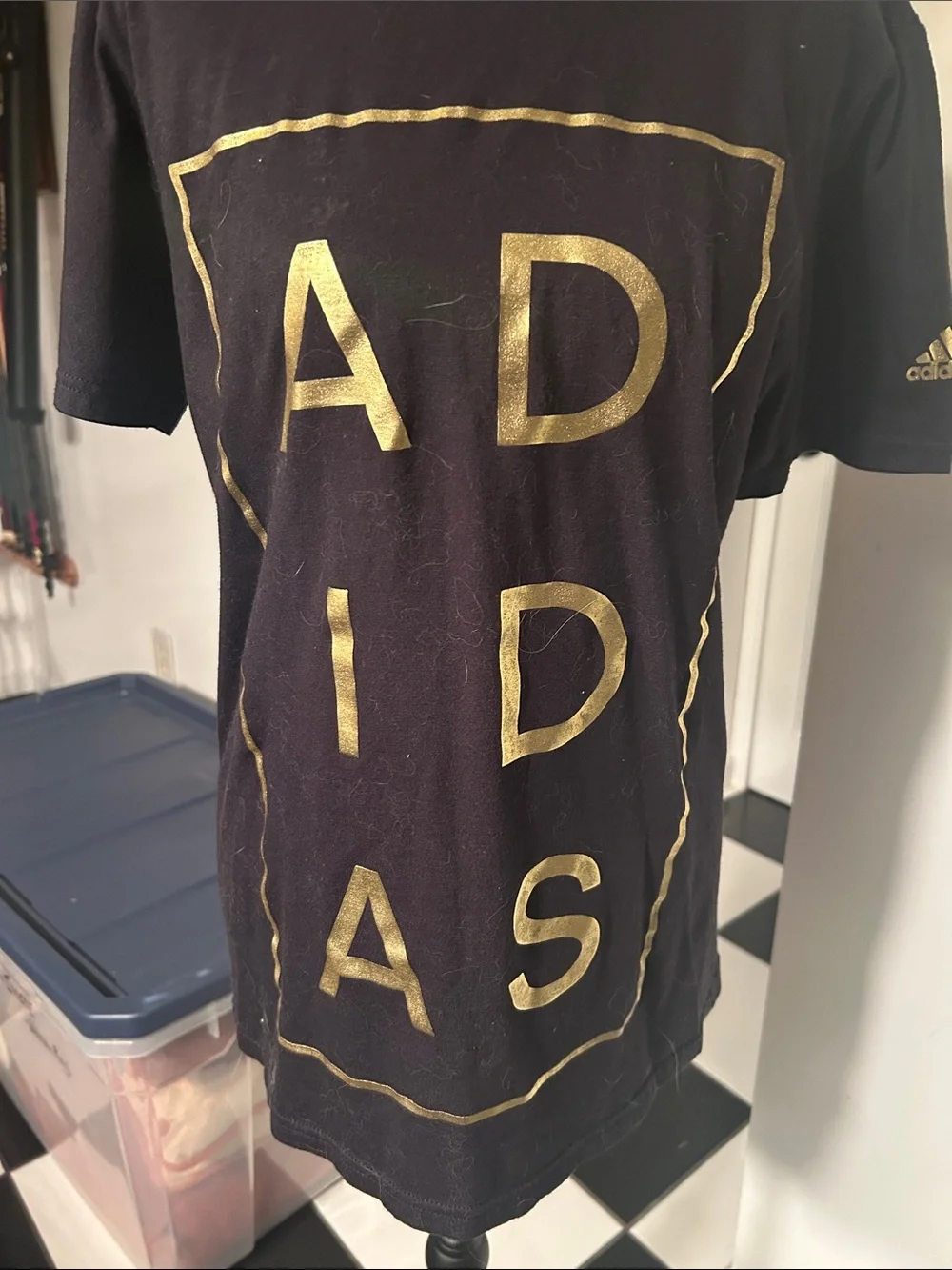 adidas Black Short Sleeve Tee with Metallic Gold ADIDAS Print